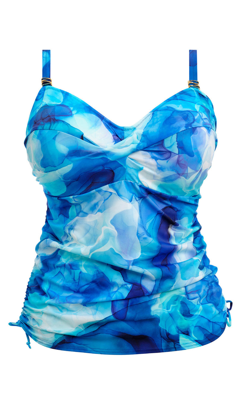 Saunton Sands Dazzling Blue UW Twist Front Tankini, Special Order D Cup to H Cup