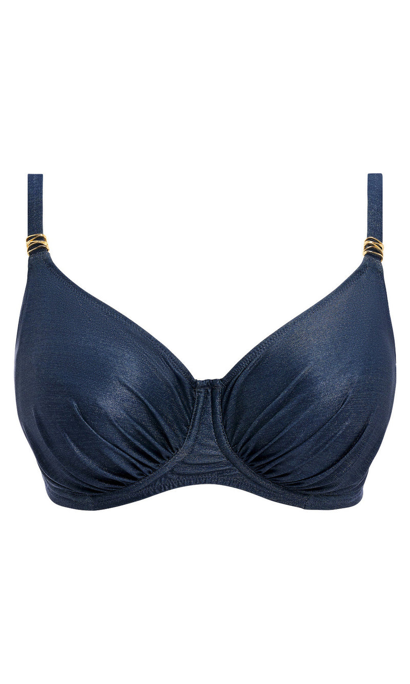Paros Coast Midnight Sparkle UW Gathered Full Cup Bikini Top, Special Order D Cup to H Cup