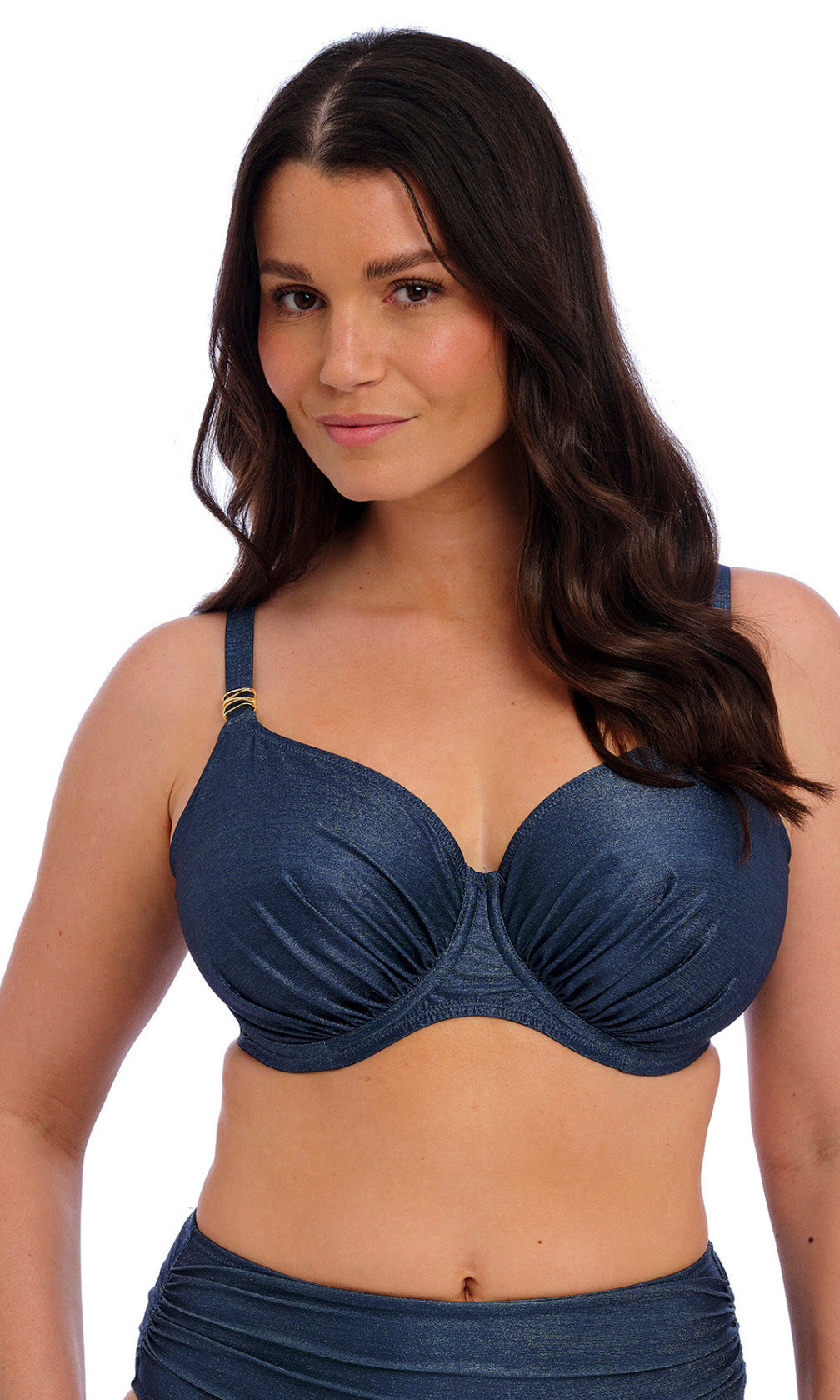 Paros Coast Midnight Sparkle UW Gathered Full Cup Bikini Top, Special Order D Cup to H Cup
