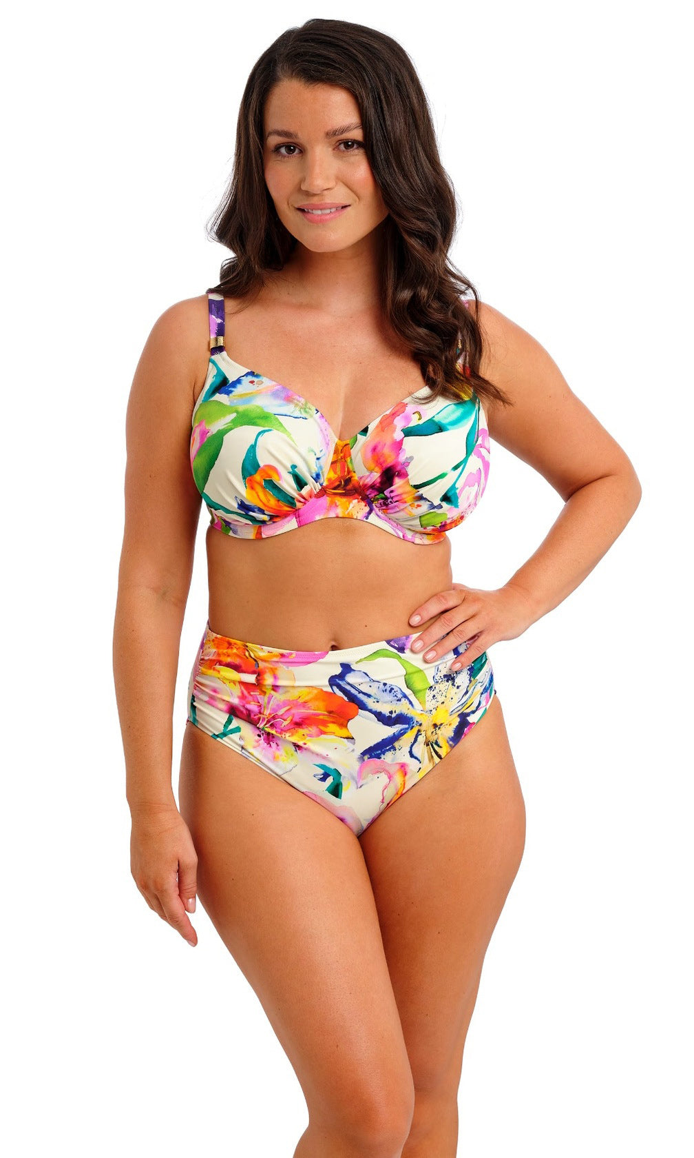 Iguazu Falls Multi UW Gathered Full Cup Bikini Top, Special Order D Cup to J Cup