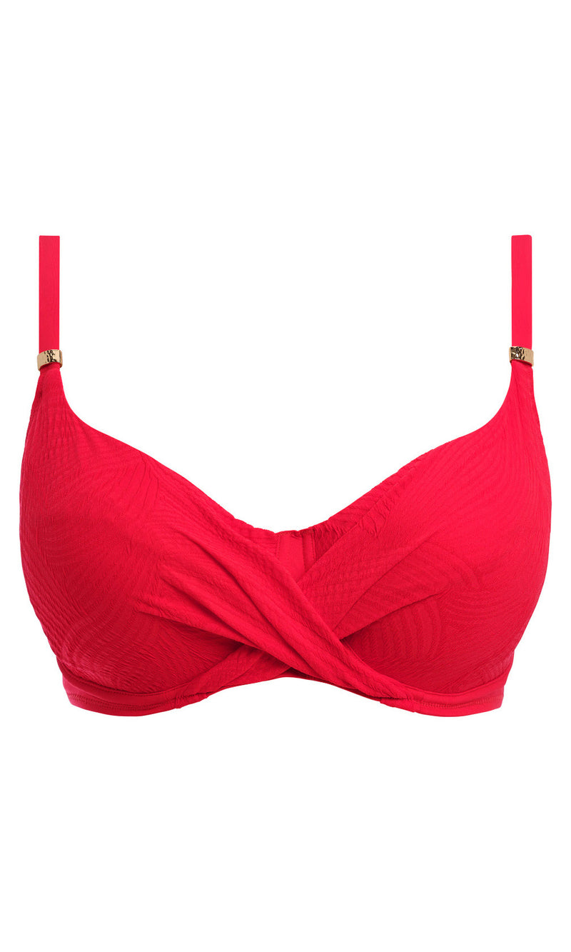 Ottawa Radiant Red UW Wrap Front Full Cup Bikini Top, Special Order D Cup to H Cup