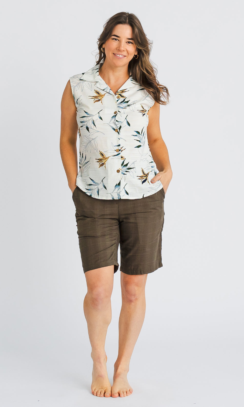 Bamboo Ladies Shirt Sleeveless Print, More Prints