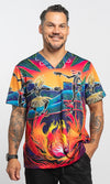 Aboriginal Art Unisex Three Pocket Scrub Top Fire Spirit People