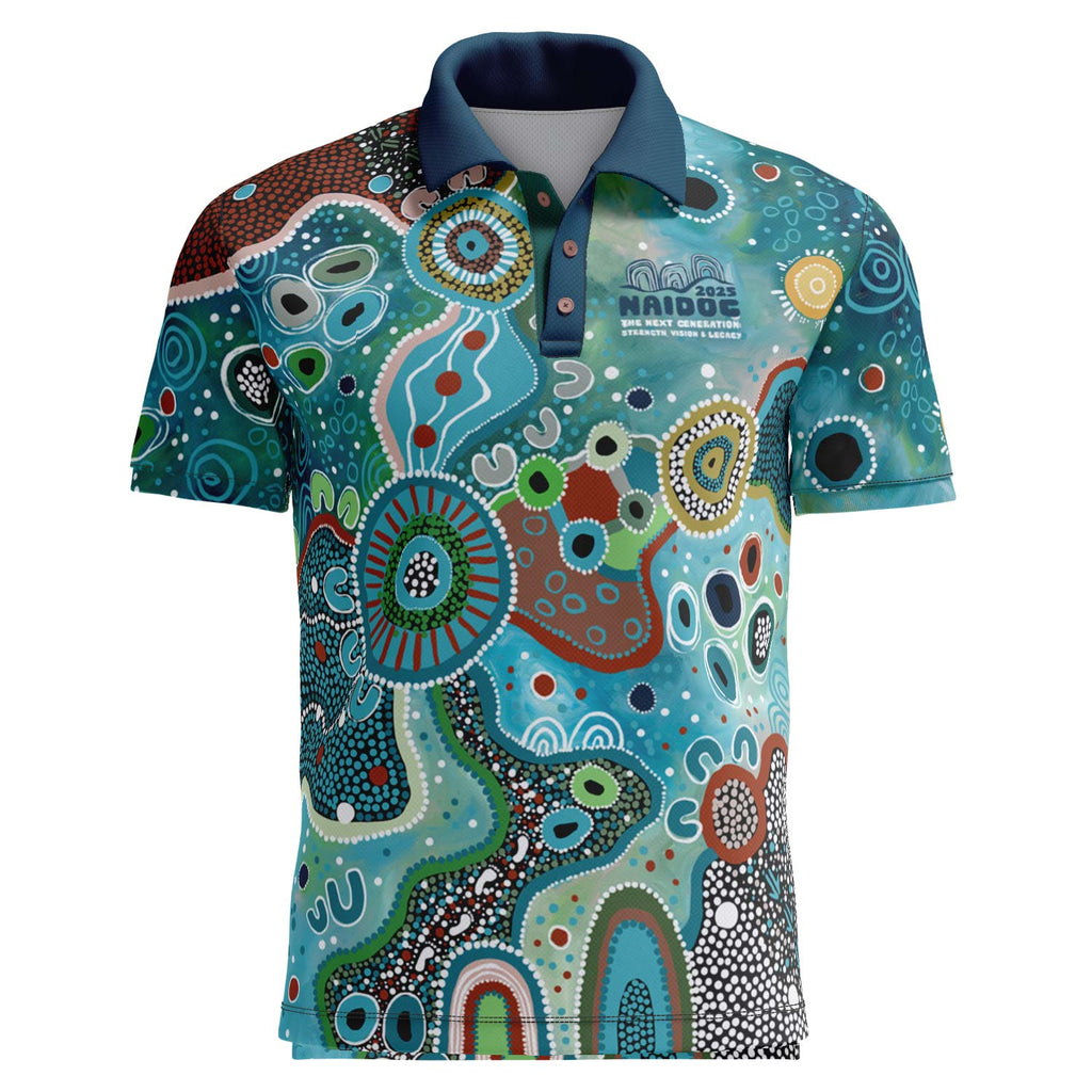 NAIDOC 2025 Aboriginal Art Fitted Polo Our Voices, Their Legacy (Edition 1)