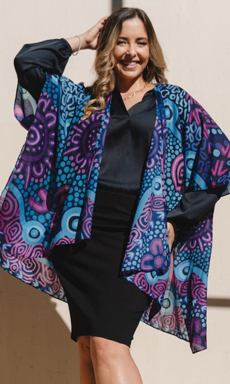 Aboriginal Art Chiffon Shawl Flourish