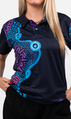 Aboriginal Art Ladies Fitted Polo Flourish Essence