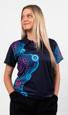 Aboriginal Art Ladies Fitted Polo Flourish Essence