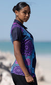 Aboriginal Art Ladies Fitted Polo Flourish Essence