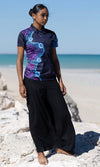 Aboriginal Art Ladies Fitted Polo Flourish Essence