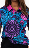 Aboriginal Art Ladies Fitted Polo Flourish