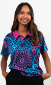 Aboriginal Art Ladies Fitted Polo Flourish