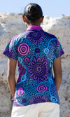 Aboriginal Art Ladies Fitted Polo Flourish