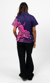 Aboriginal Art Ladies Fitted Polo Forage Essence