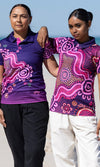 Aboriginal Art Ladies Fitted Polo Forage Essence