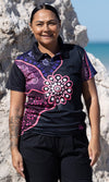 Aboriginal Art Ladies Fitted Polo Friendship Essence