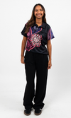 Aboriginal Art Ladies Fitted Polo Friendship Essence