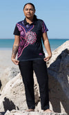 Aboriginal Art Ladies Fitted Polo Friendship Essence