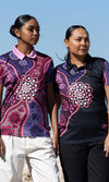 Aboriginal Art Ladies Fitted Polo Friendship Essence