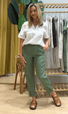 Linen Pant Jersey Waist Khaki