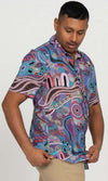 Aboriginal Art Men's Button Up Shirt Grandmother's Counrty