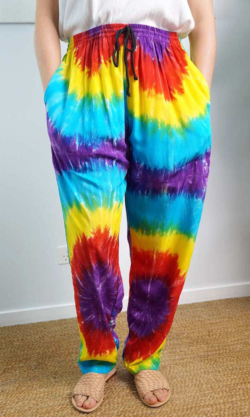 Rayon Happy Pant Rainbow Tie Dye