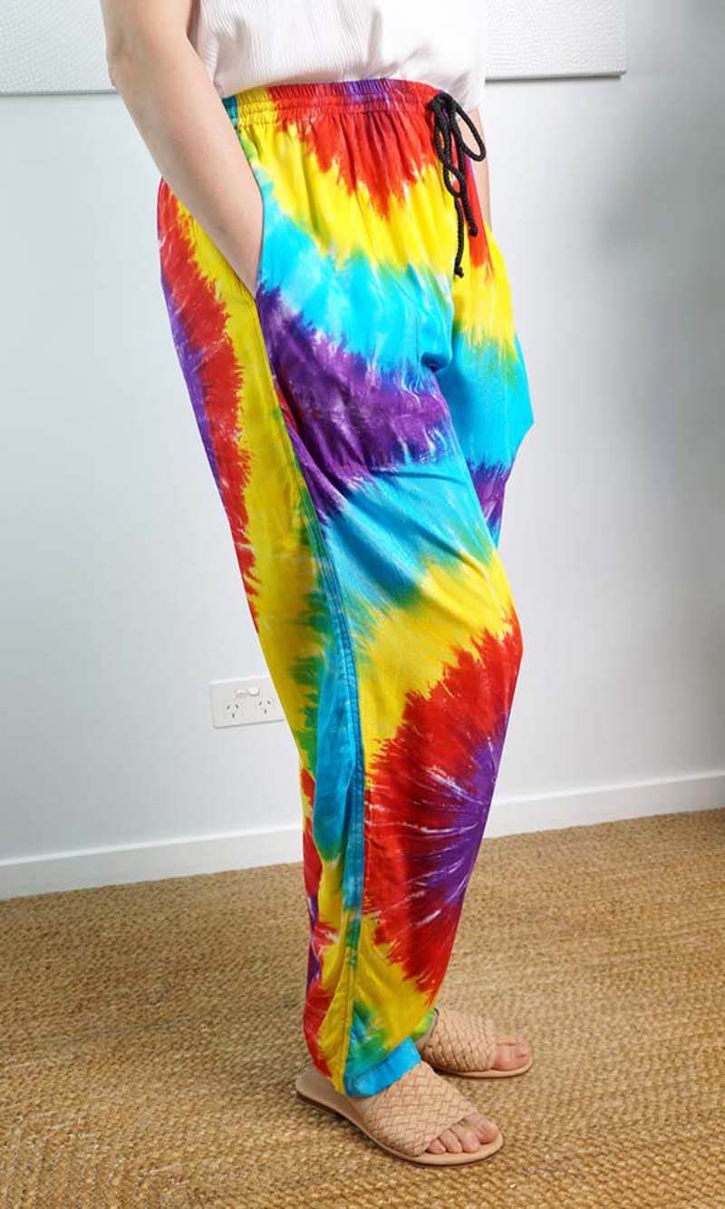 Rayon Happy Pant Rainbow Tie Dye