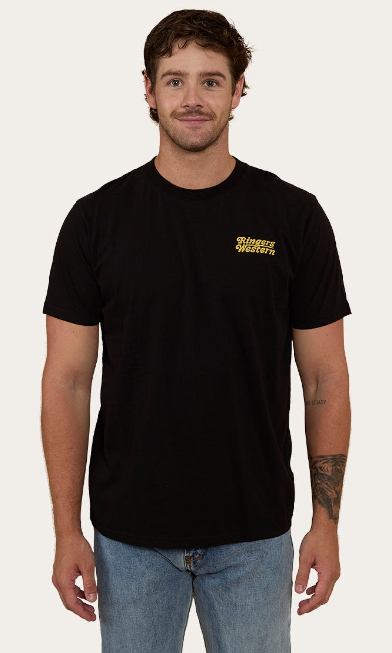 Half Cut Mens Loose Fit T-Shirt Black