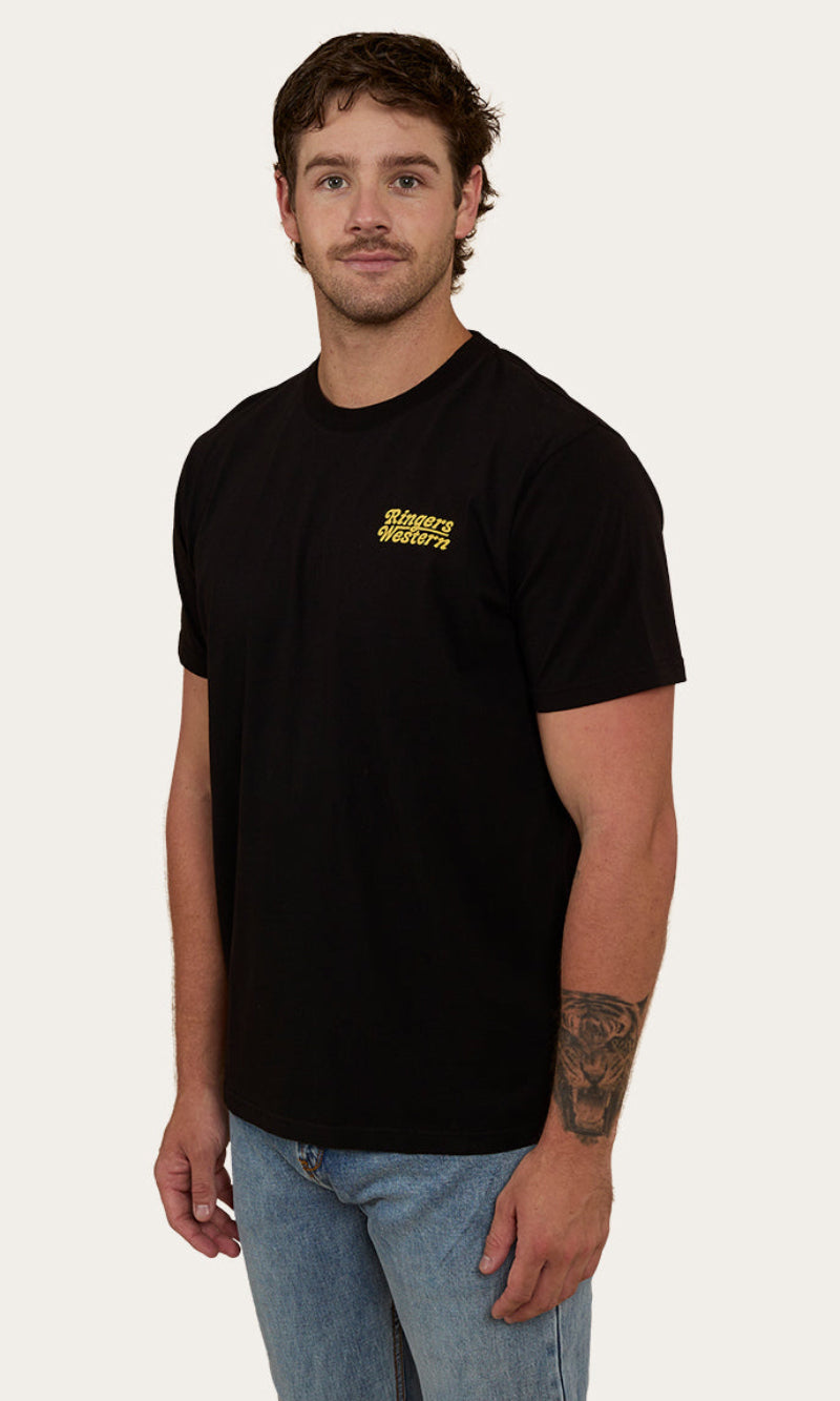 Half Cut Mens Loose Fit T-Shirt Black