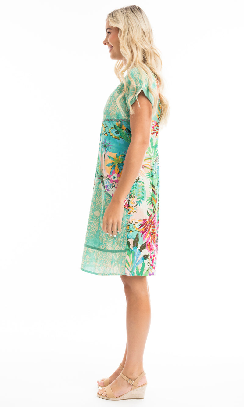 Linen Blend Dress Patch Hanalei