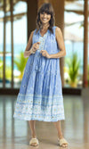 Cotton Dress Boho Sleeveless Heidi Blue