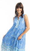 Cotton Dress Boho Sleeveless Heidi Blue