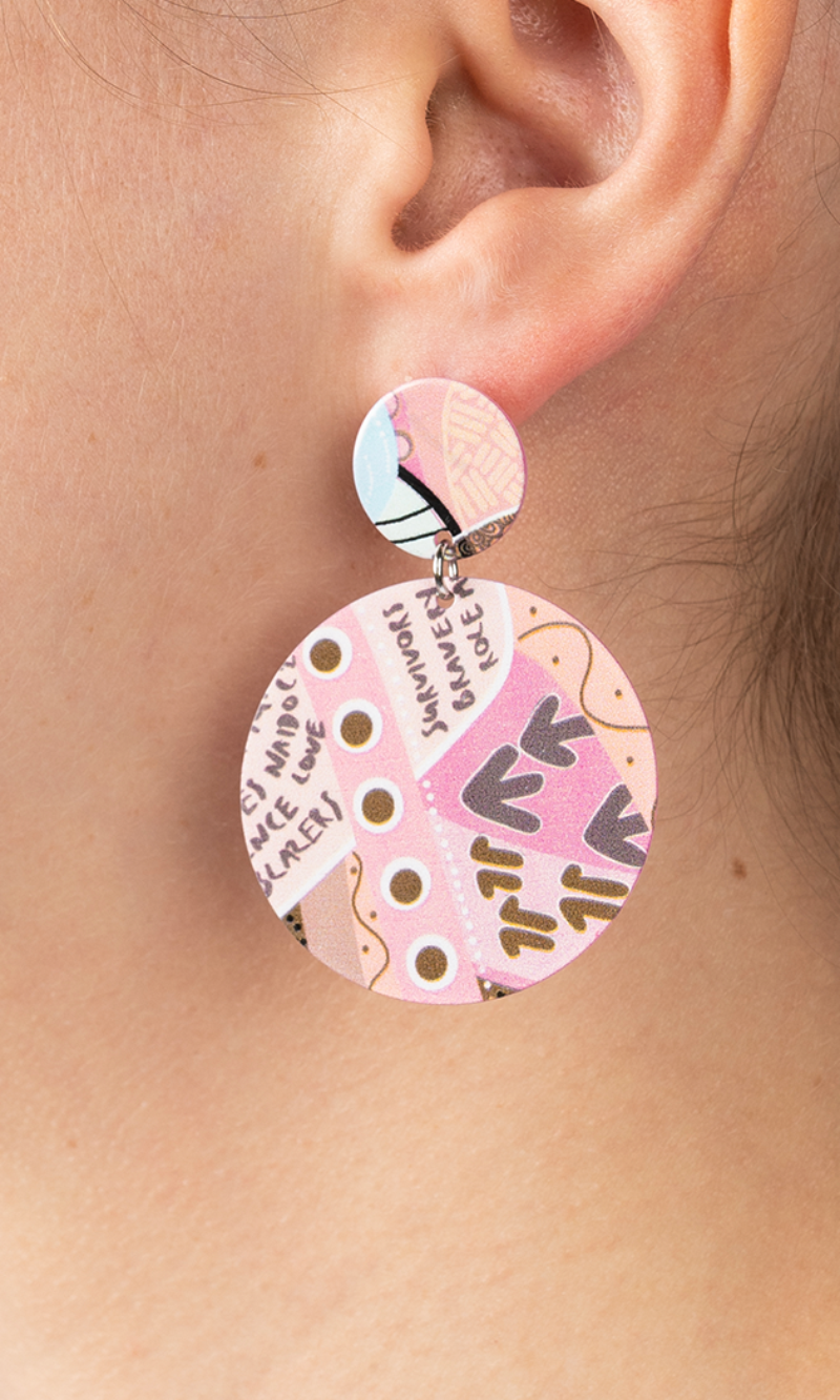 Aboriginal Art Earrings In Their Footsteps Circle