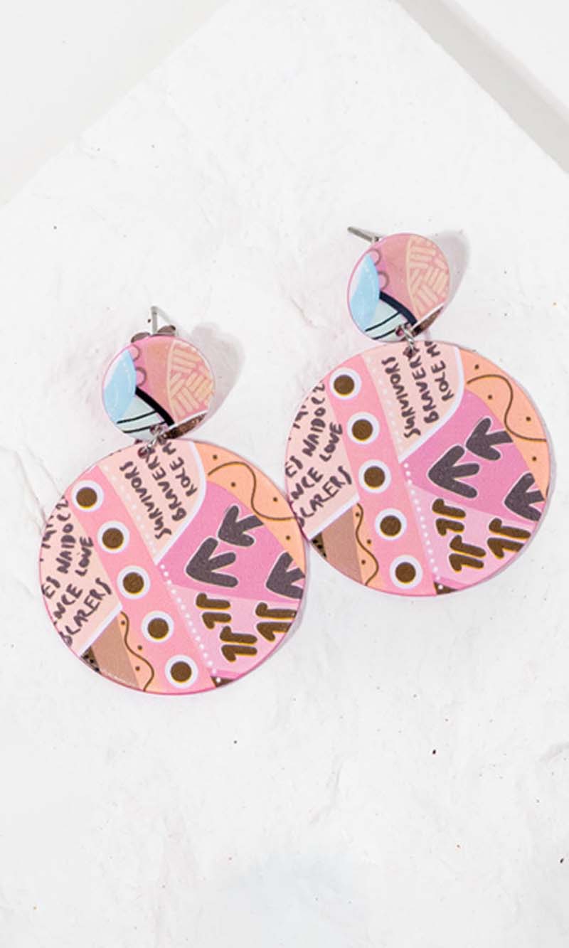 Aboriginal Art Earrings In Their Footsteps Circle