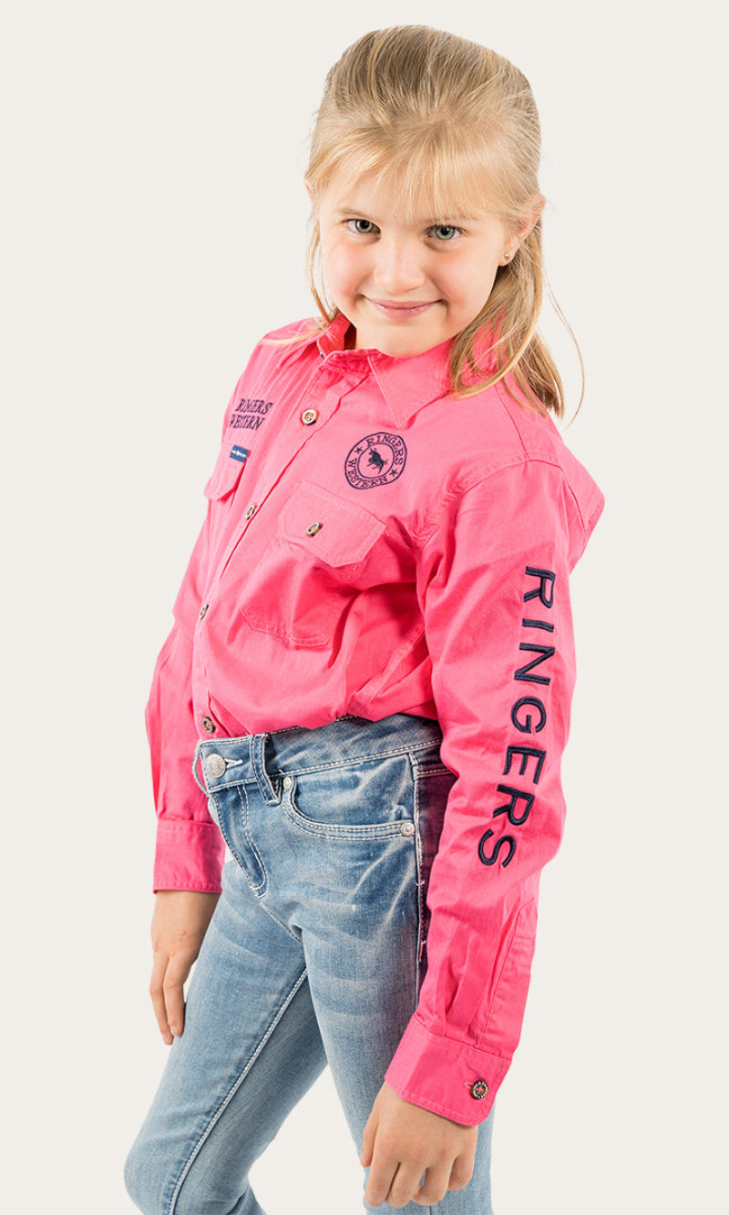 Jackaroo Kids Long Sleeve Full Button Embroidered Workshirt, More Colours