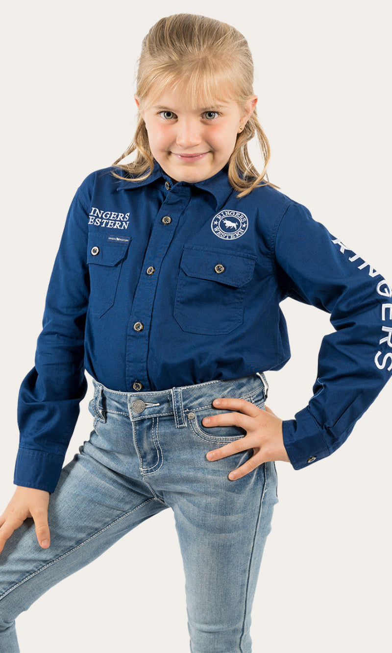 Jackaroo Kids Long Sleeve Full Button Embroidered Workshirt, More Colours