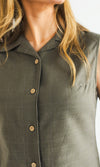 Bamboo Ladies Shirt Sleeveless Plain, More Colours