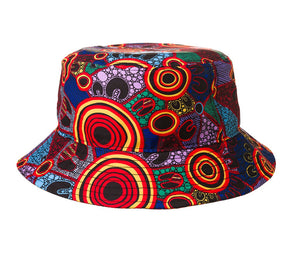 Aboriginal Art Bucket Hats Justin Butler, Two Sizes Available