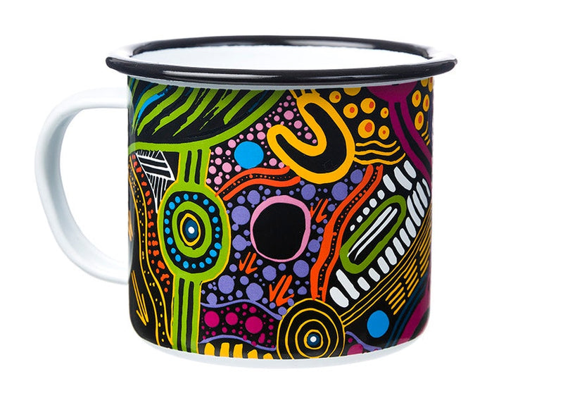 Aboriginal Art Enamel Mug Justin Butler