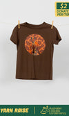 Aboriginal Art Kids T-Shirt Kangaroo (Barra) Walnut