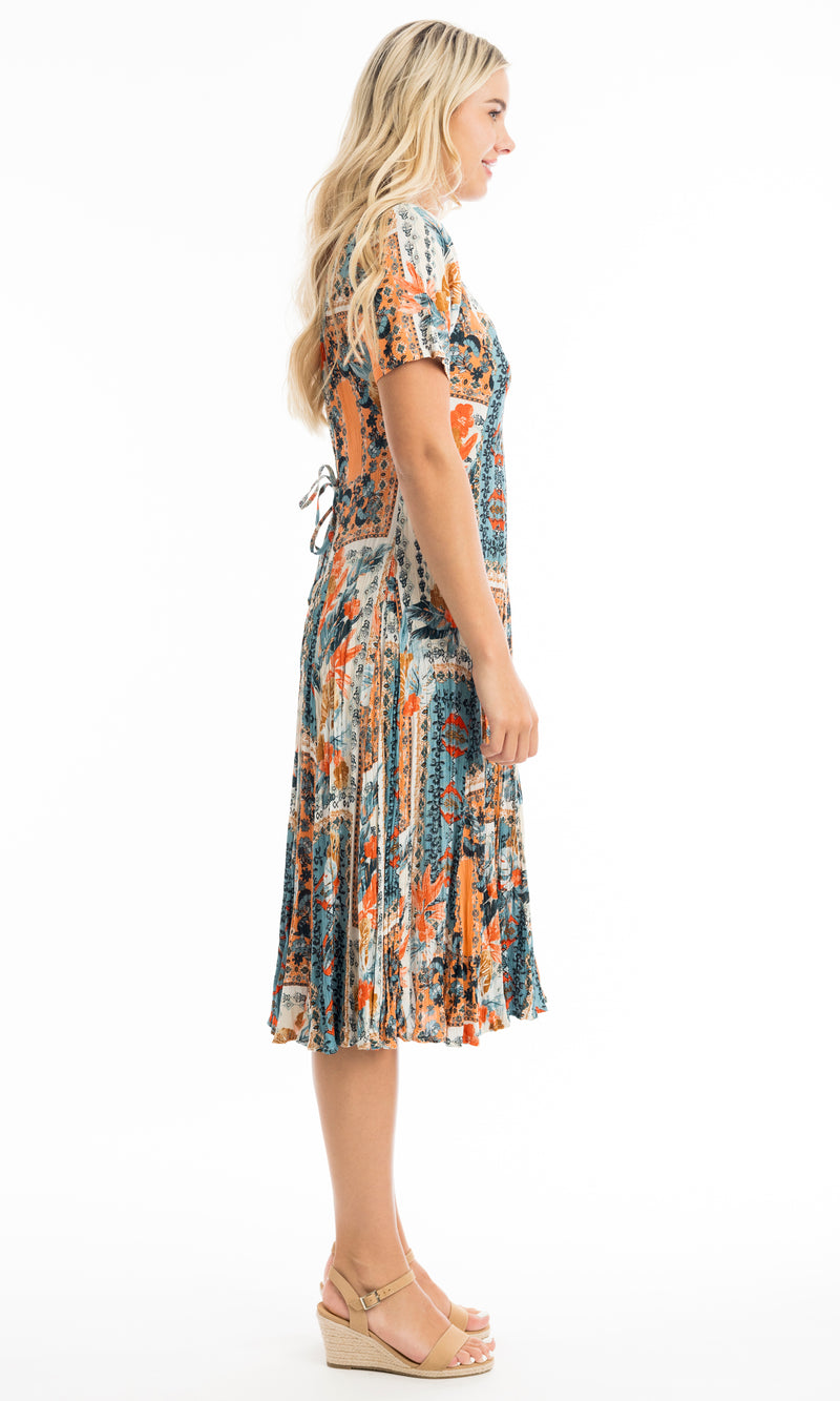 Rayon Dress Godet Short Sleeve Kauai