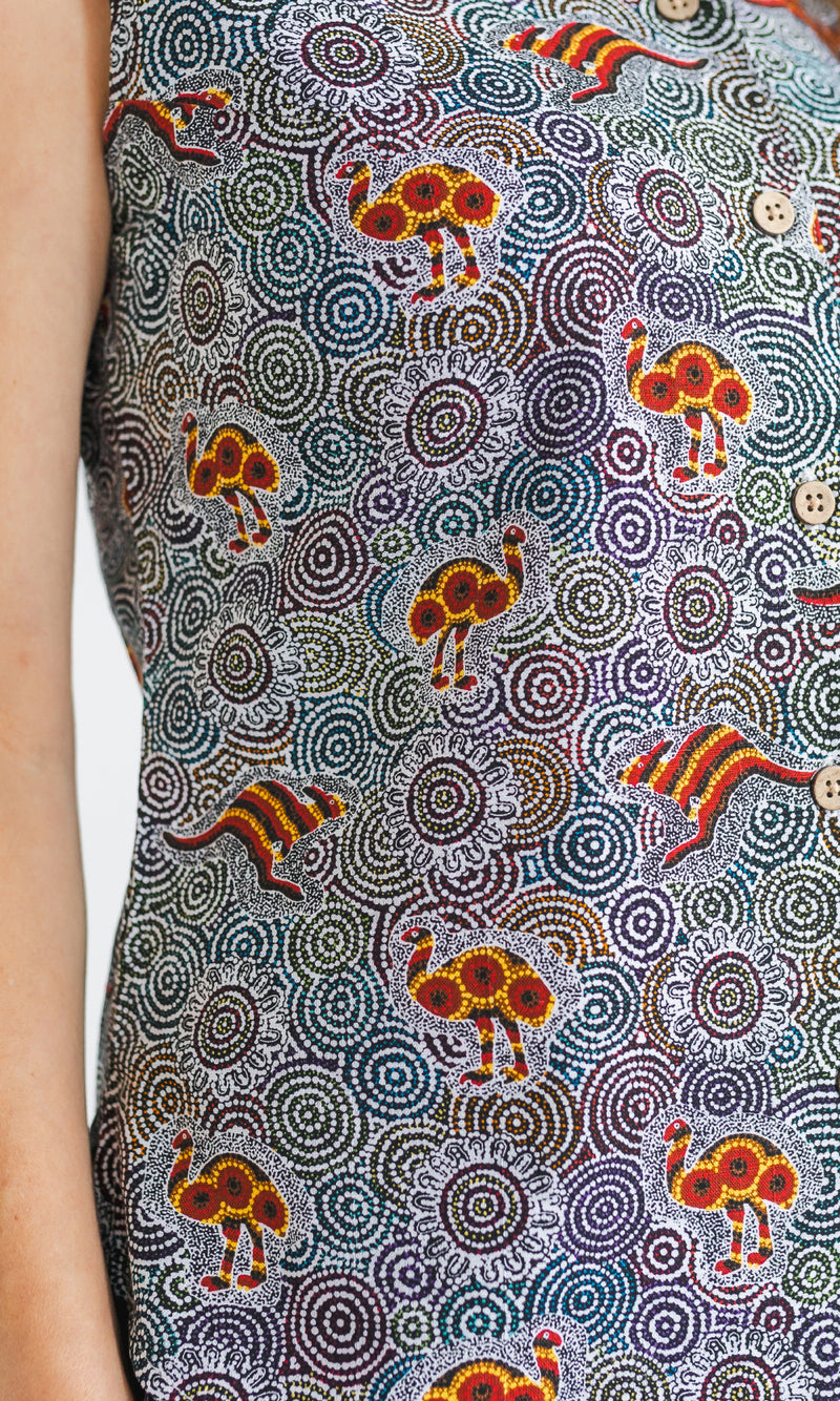 Bamboo Ladies Shirt Sleeveless Aboriginal Art, More Designs