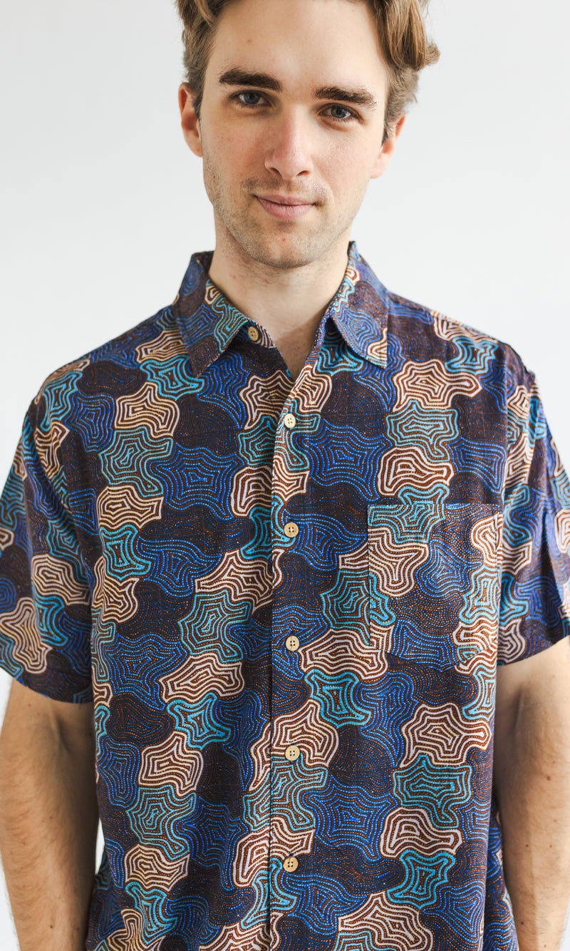 Aboriginal Art Bamboo Men's Shirt Warna Jukurrpa