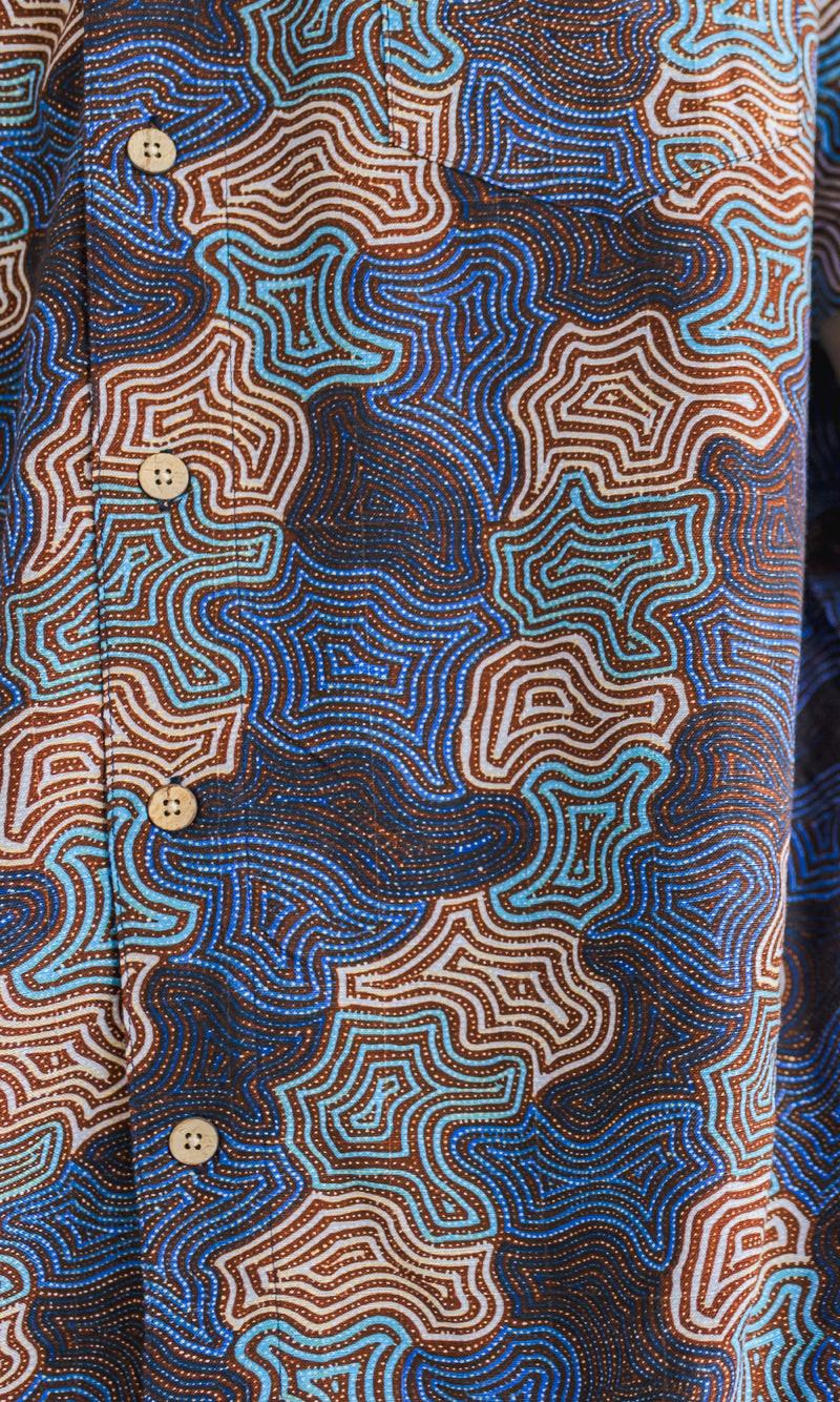 Aboriginal Art Bamboo Men's Shirt Warna Jukurrpa