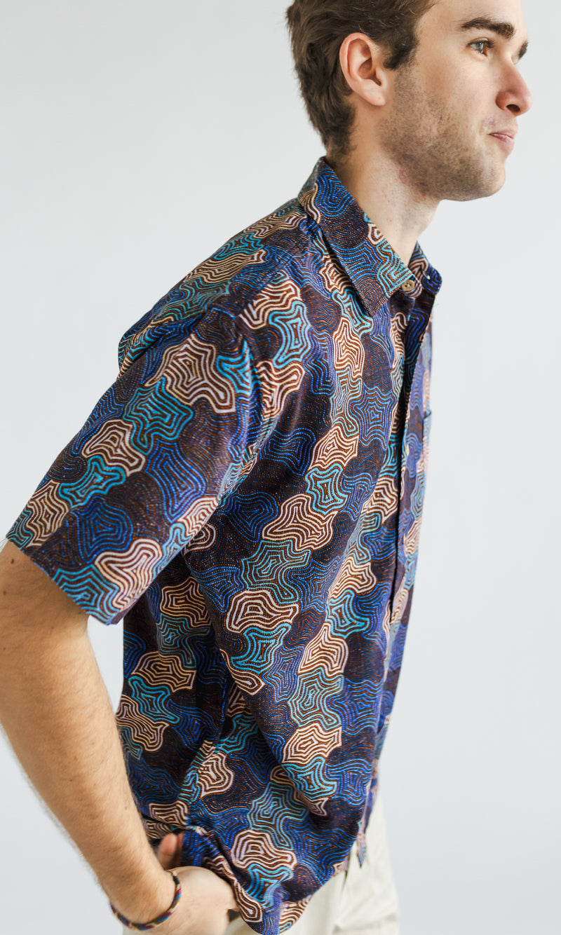 Aboriginal Art Bamboo Men's Shirt Warna Jukurrpa