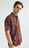 Bamboo Men's Shirt Aboriginal Art Bush Tomato