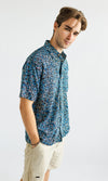 Bamboo Men's Shirt Aboriginal Art Bush Banana Blue