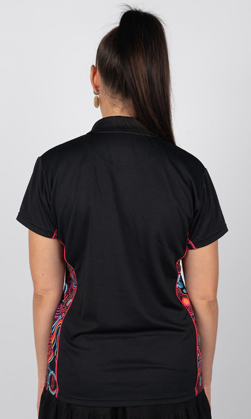 Aboriginal Art Ladies Fitted Bamboo (Simpson) Polo Knowledge Holders