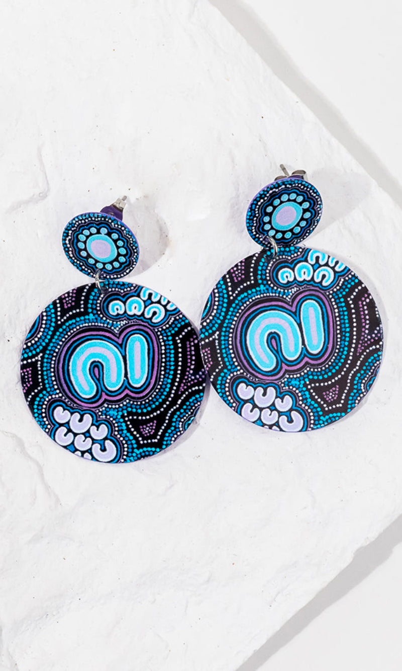 Aboriginal Art Circle Earrings Koorrookee "Grandmother"