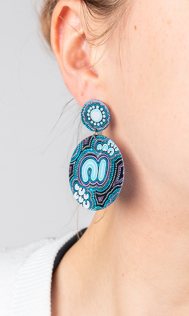 Aboriginal Art Circle Earrings Koorrookee "Grandmother"