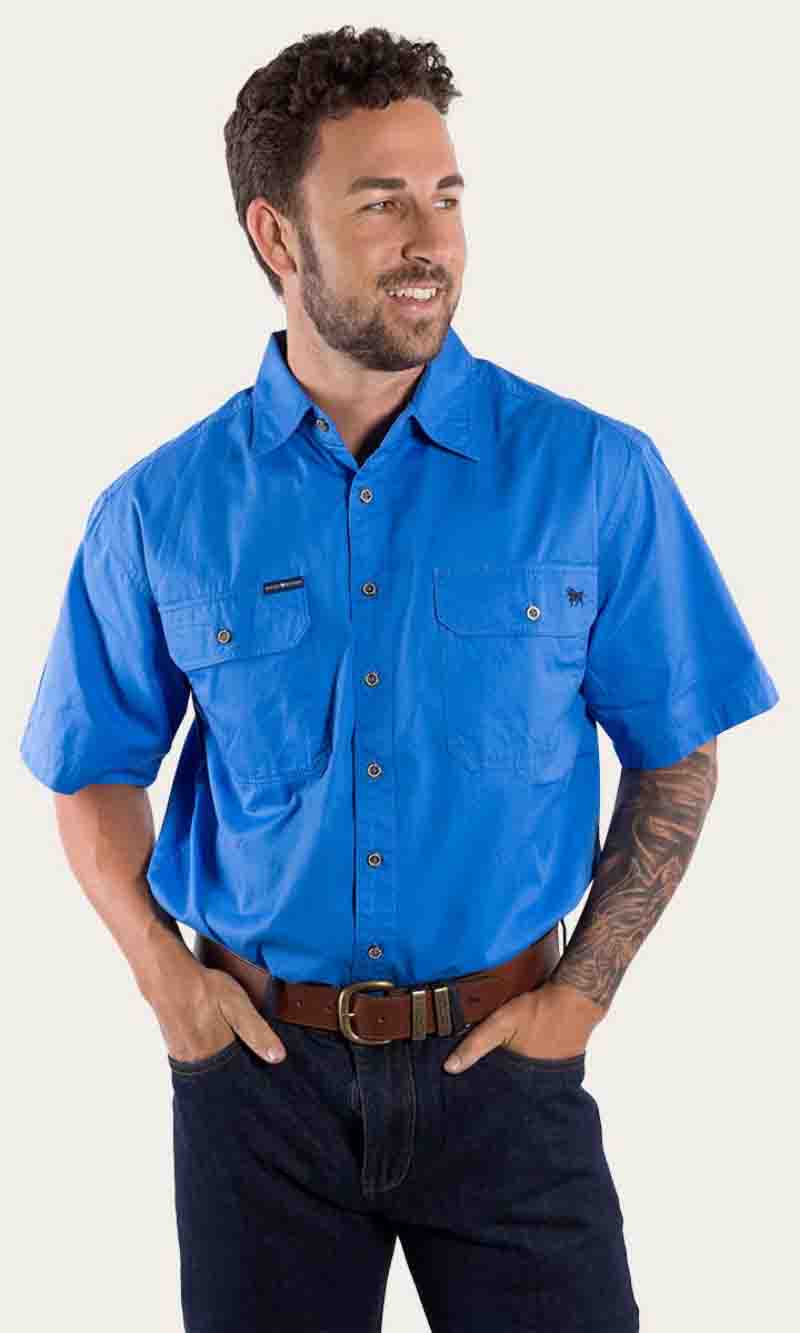 Lake Argyle Mens Short Sleeve Full Button Work Shirt